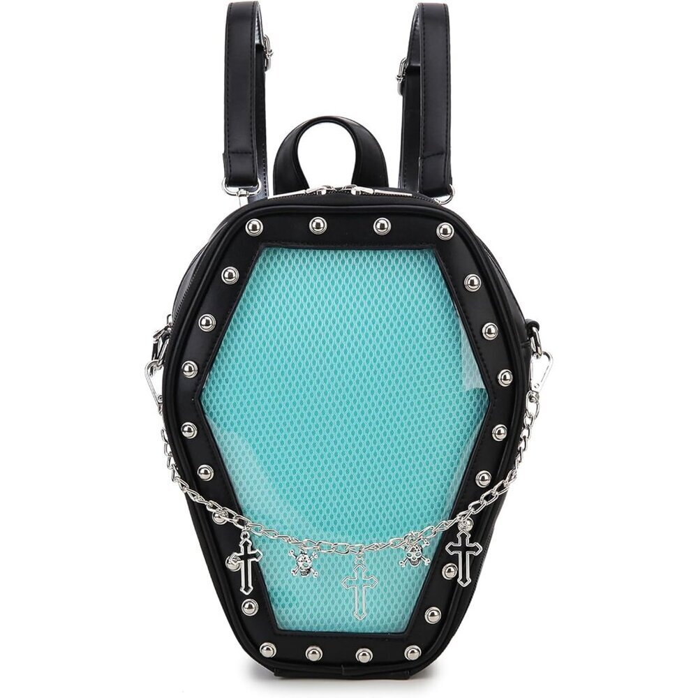 Gothic Coffin Shape Purse Handbag for Women's Halloween Shoulder Bag Green